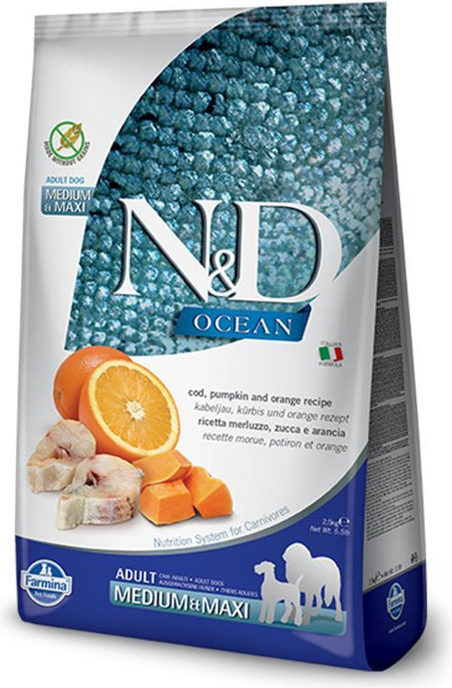 N&D Ocean Medium & Maxi Codfish, Pumpkin & Orange
