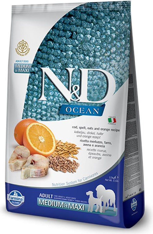 N&D Ocean Medium & Maxi Codfish, Spelt, Oats & Orange