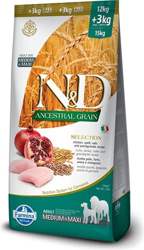 N&D Ancestral Grain Medium & Maxi Chicken & Pomegranate (1kg na meru)